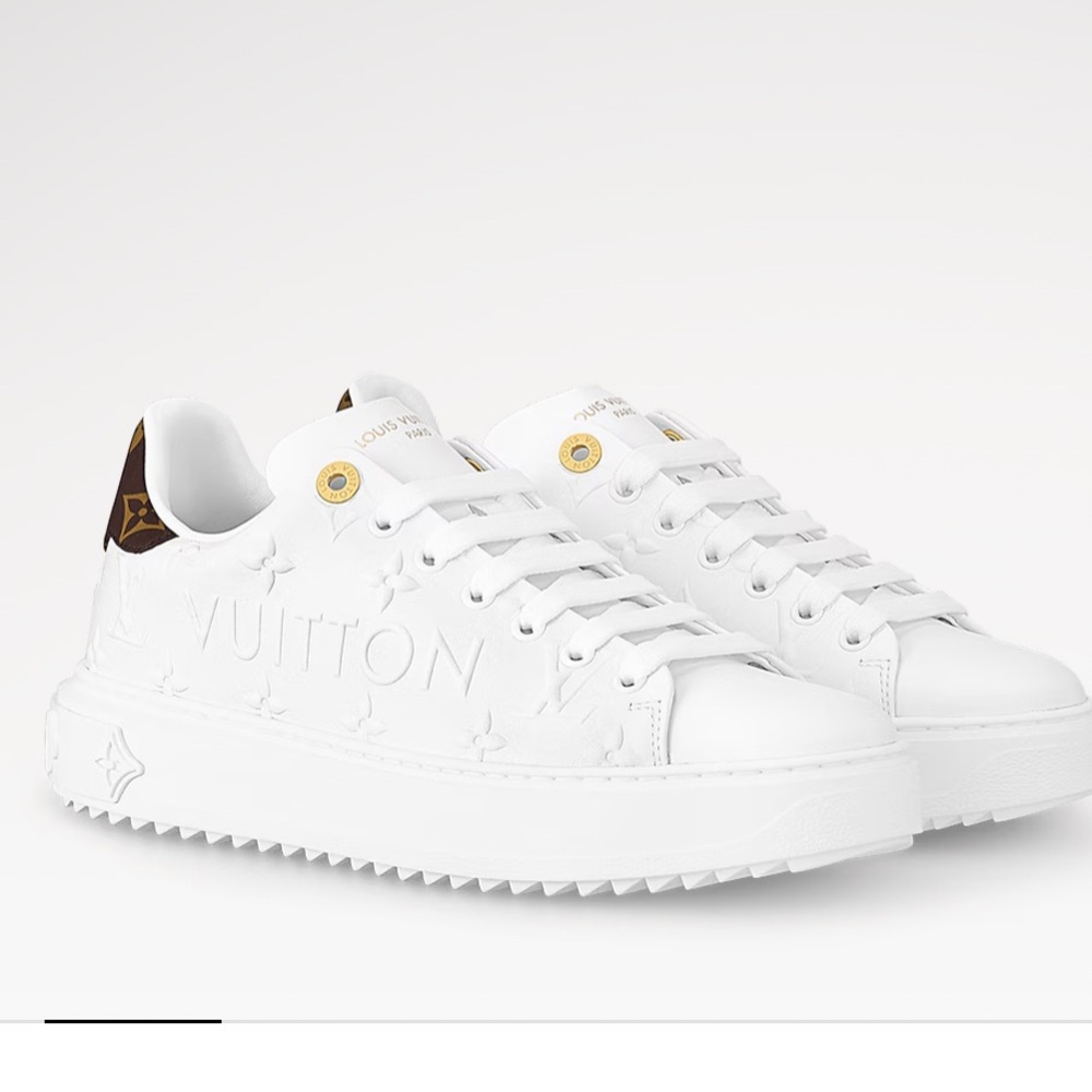 Louis Vuitton White and Gold Time Out Sneakers